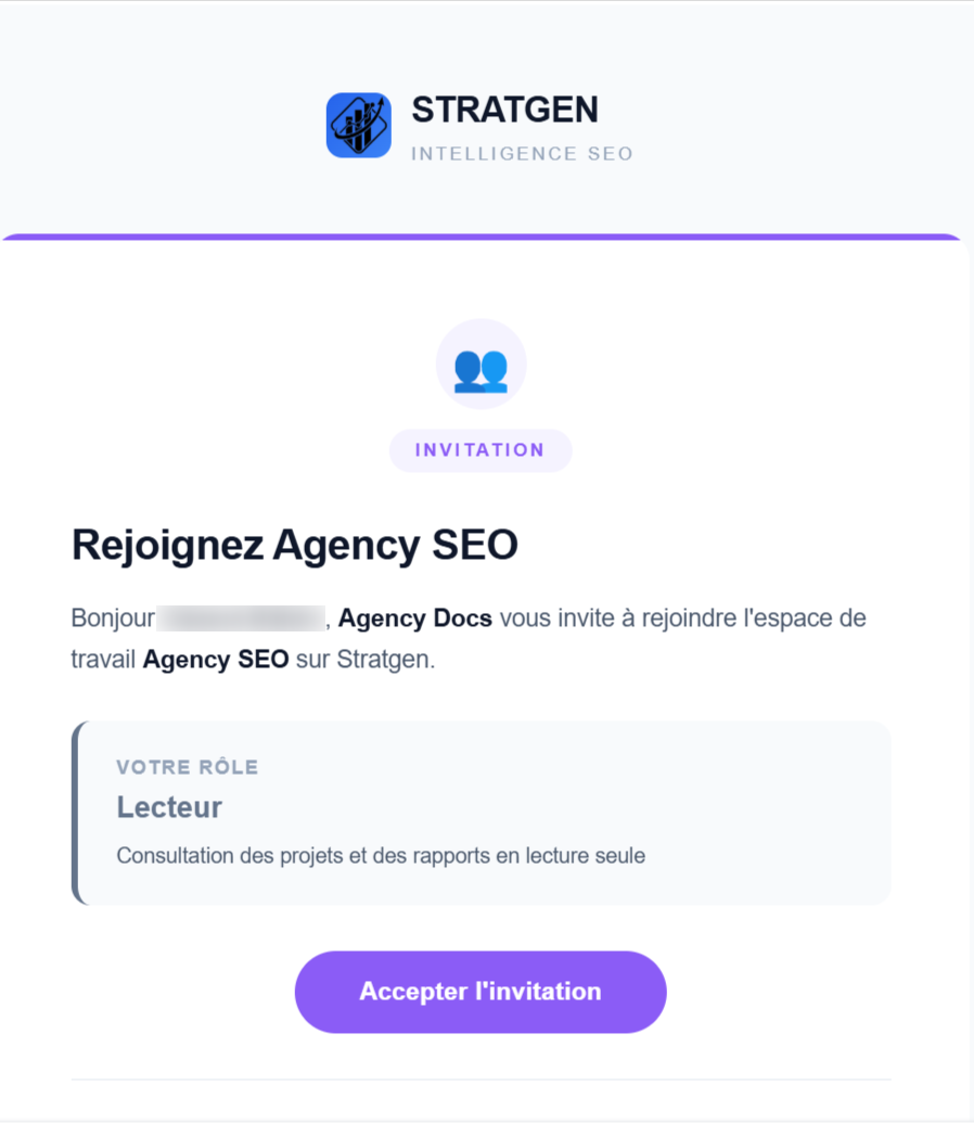Formulaire d'invitation par email