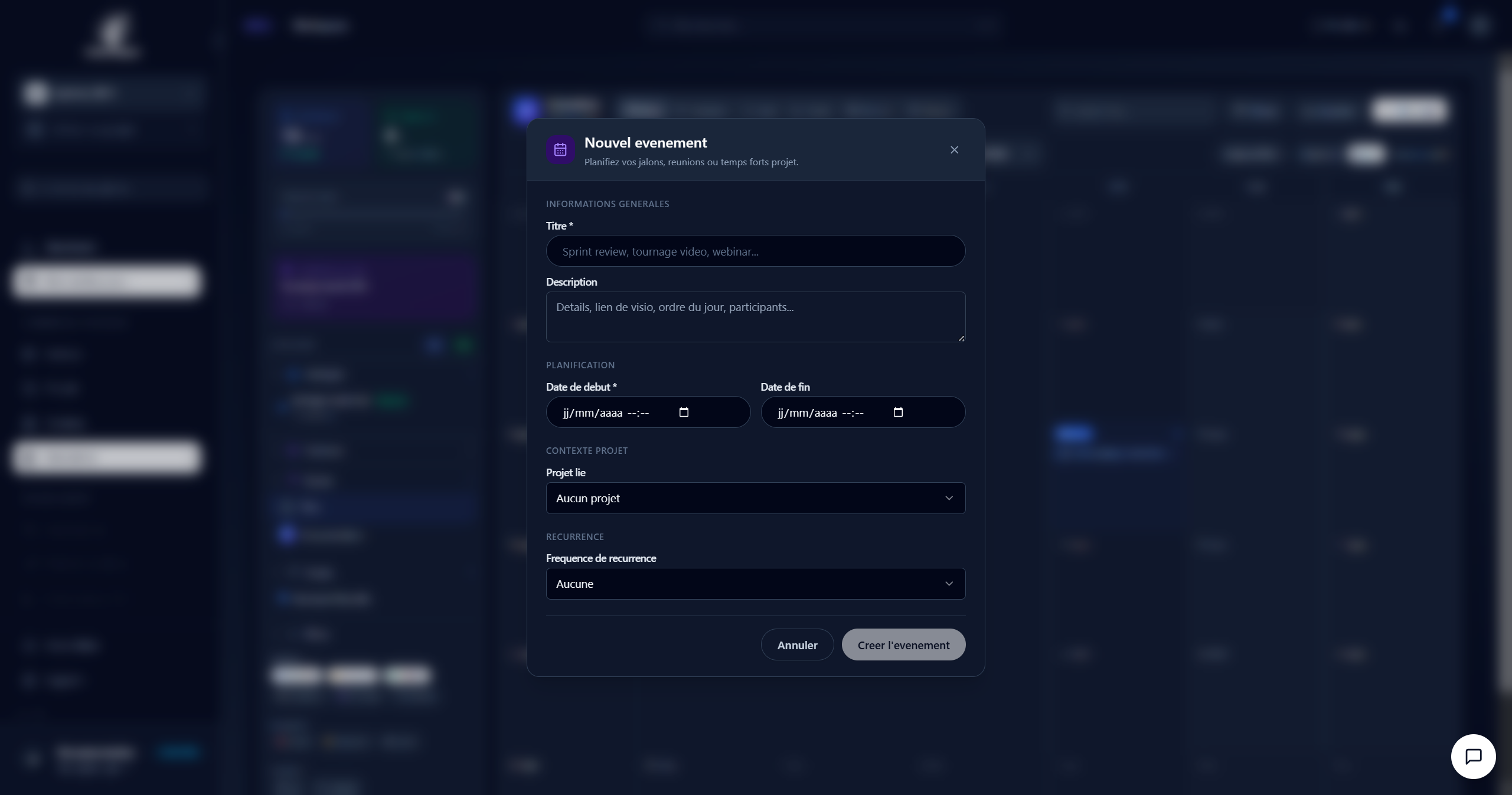 Configuration d'un événement récurrent