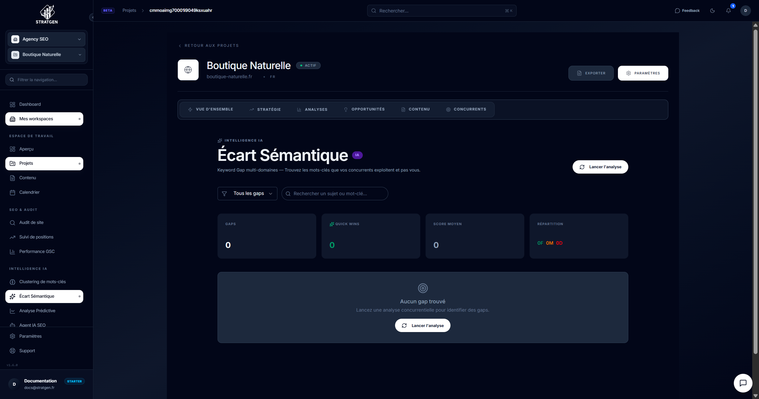 Sélection des concurrents pour l'analyse d'écart