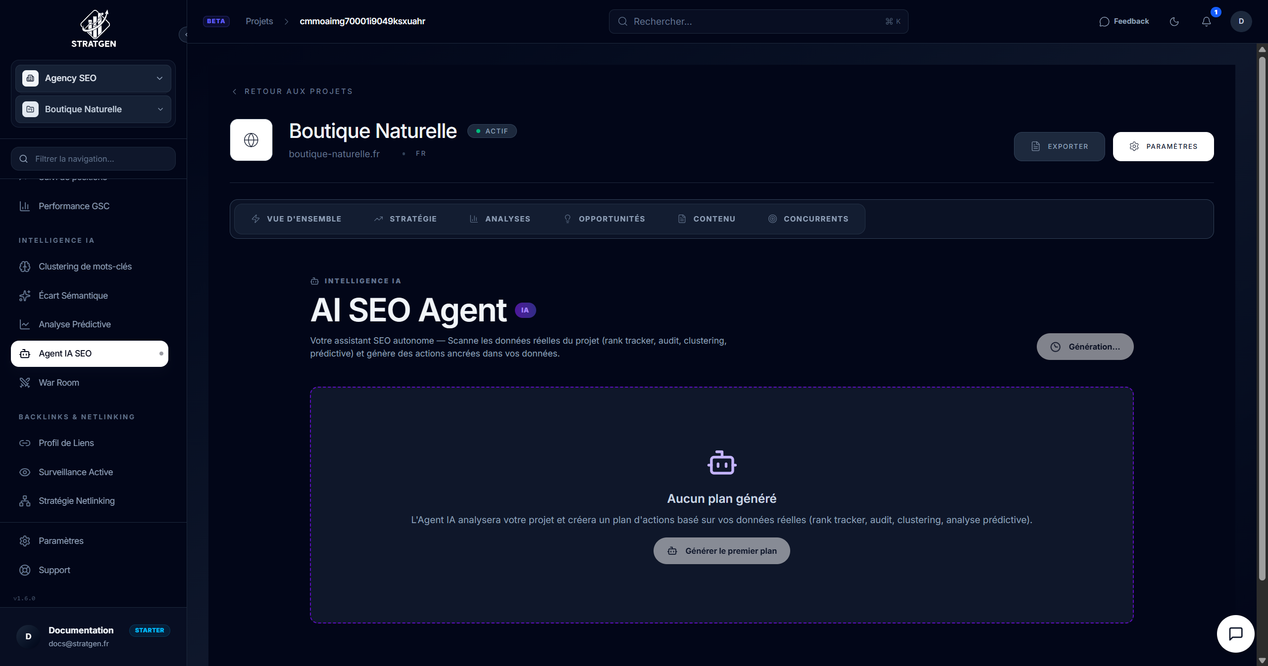Plan d'actions de l'Agent IA SEO