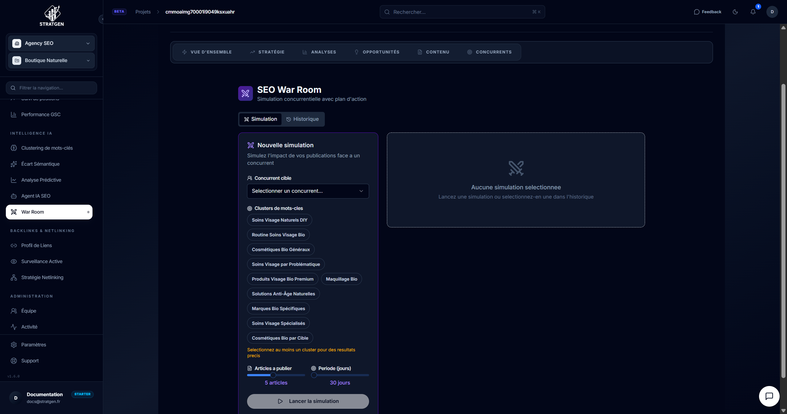 Formulaire de création d'un scénario War Room