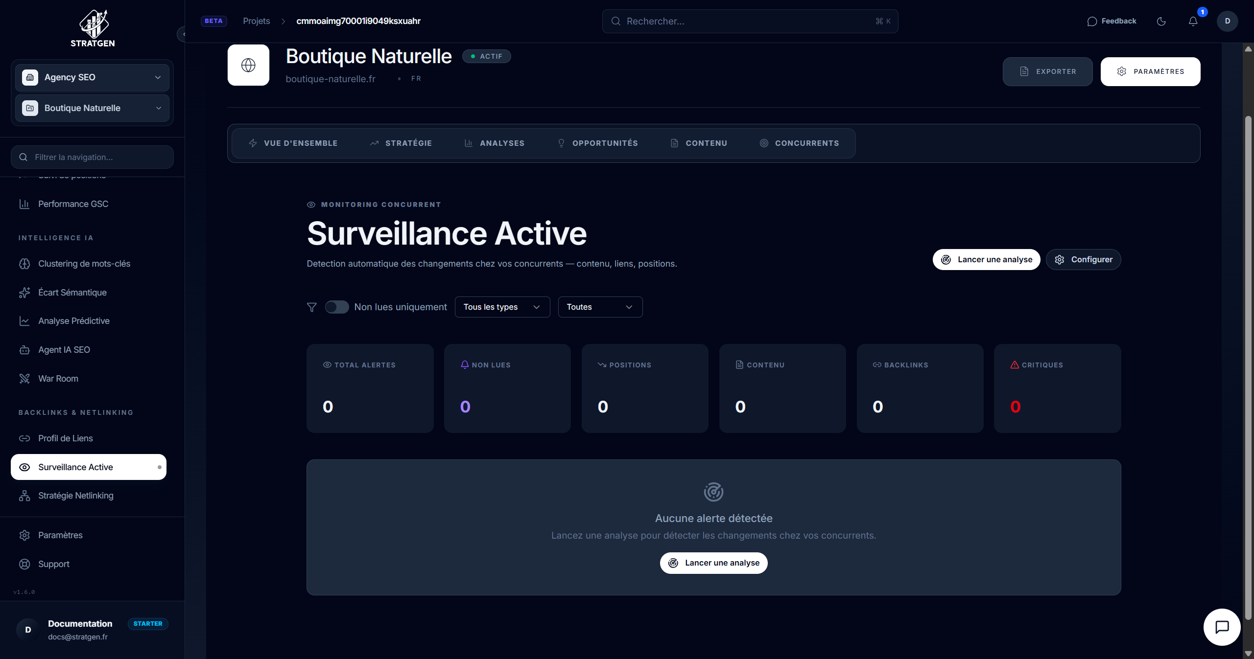 Configuration des alertes de surveillance